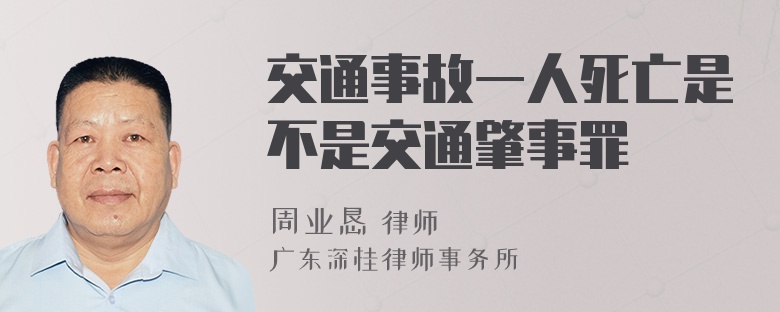 交通事故一人死亡是不是交通肇事罪