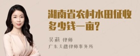 湖南省农村水田征收多少钱一亩?