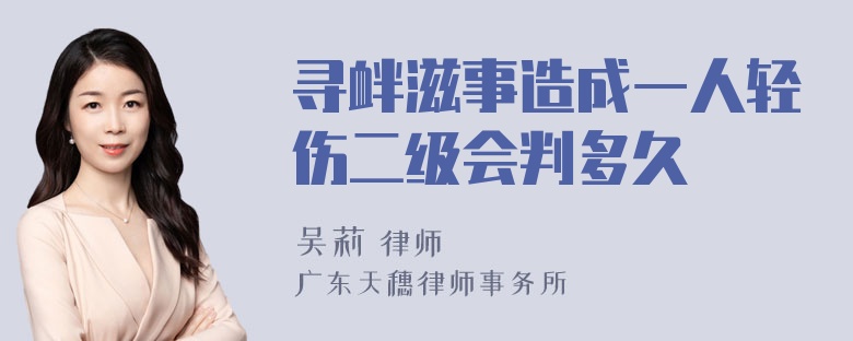 寻衅滋事造成一人轻伤二级会判多久