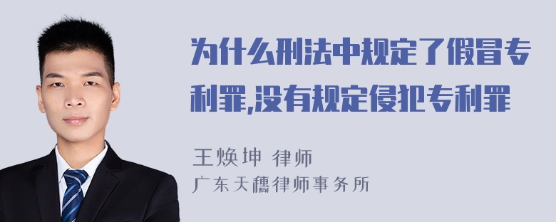 为什么刑法中规定了假冒专利罪,没有规定侵犯专利罪