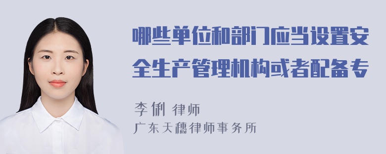 哪些单位和部门应当设置安全生产管理机构或者配备专