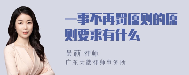 一事不再罚原则的原则要求有什么