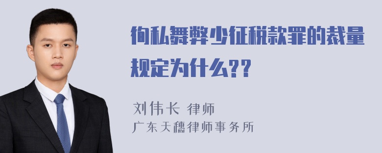 徇私舞弊少征税款罪的裁量规定为什么?？