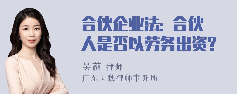 合伙企业法: 合伙人是否以劳务出资?