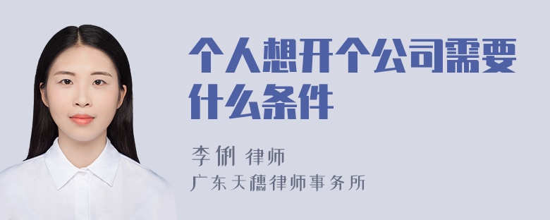 个人想开个公司需要什么条件