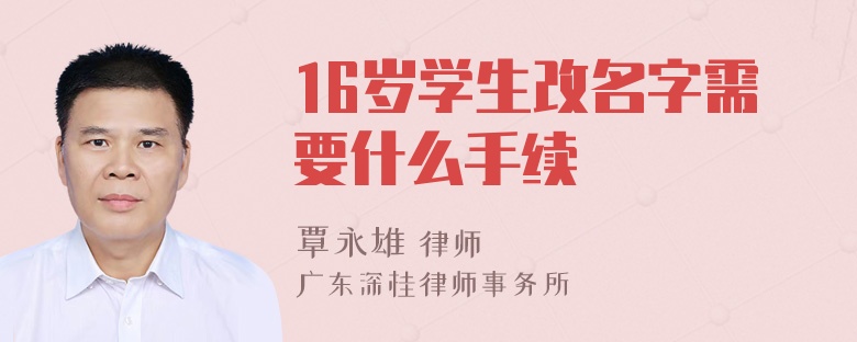 16岁学生改名字需要什么手续