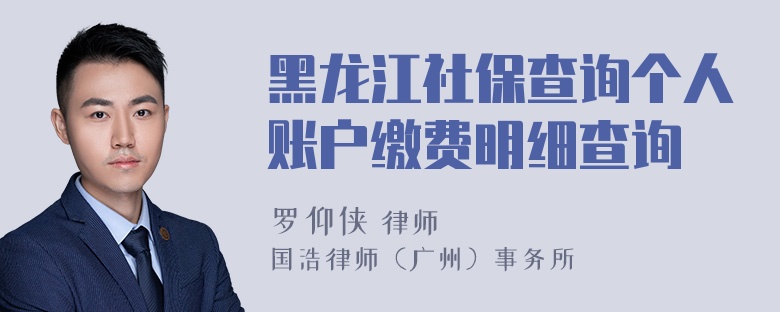 黑龙江社保查询个人账户缴费明细查询