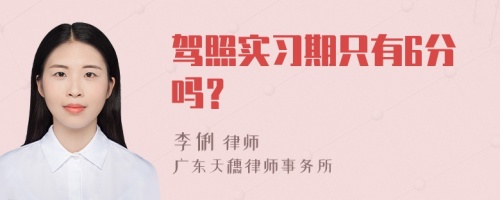 驾照实习期只有6分吗？