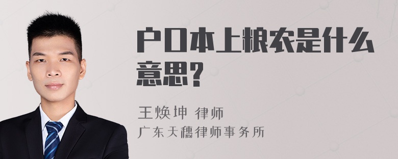 户口本上粮农是什么意思?