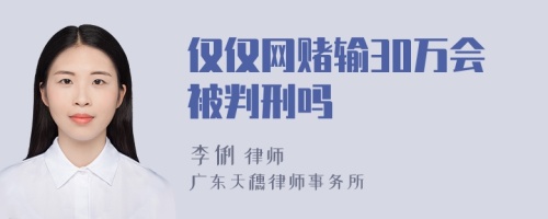 仅仅网赌输30万会被判刑吗