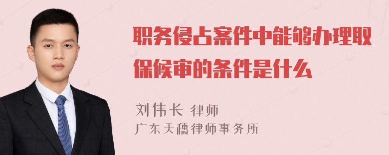 职务侵占案件中能够办理取保候审的条件是什么