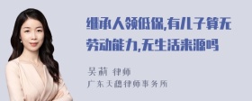 继承人领低保,有儿子算无劳动能力,无生活来源吗