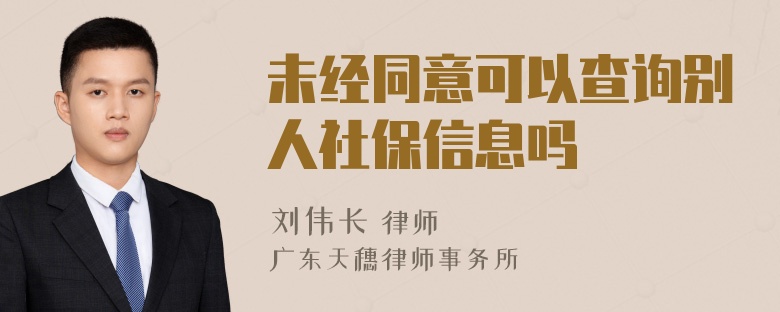 未经同意可以查询别人社保信息吗