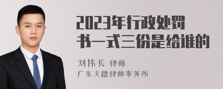 2023年行政处罚书一式三份是给谁的