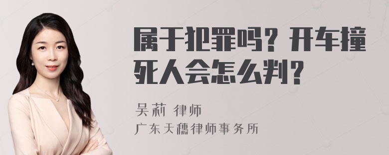 属于犯罪吗？开车撞死人会怎么判？