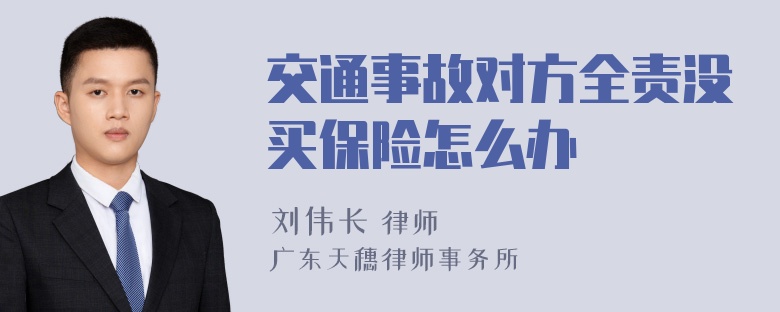 交通事故对方全责没买保险怎么办