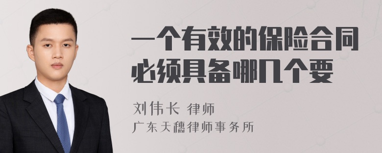 一个有效的保险合同必须具备哪几个要