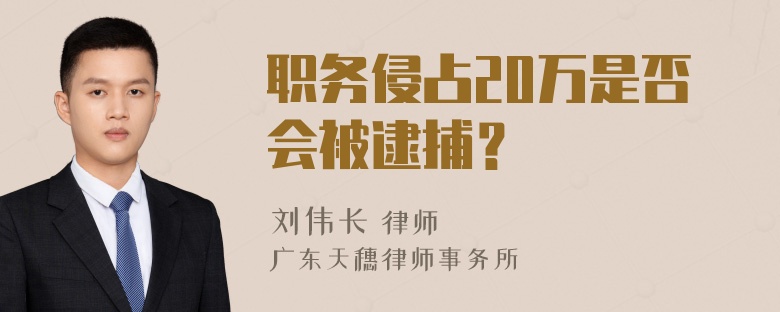 职务侵占20万是否会被逮捕？