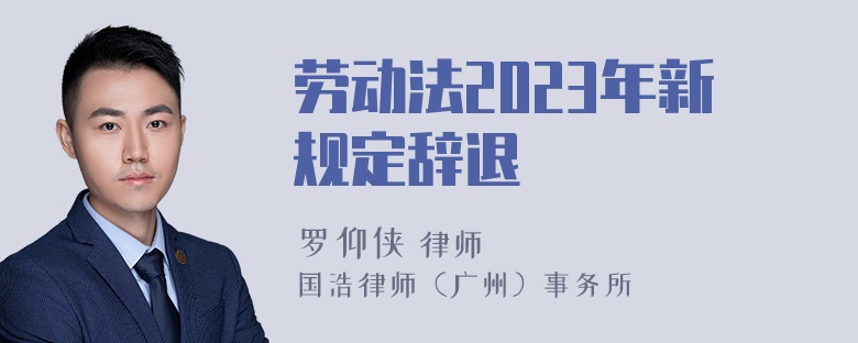 劳动法2023年新规定辞退