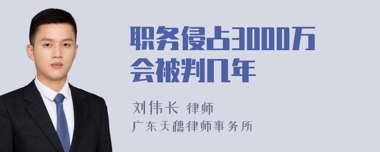 职务侵占3000万会被判几年