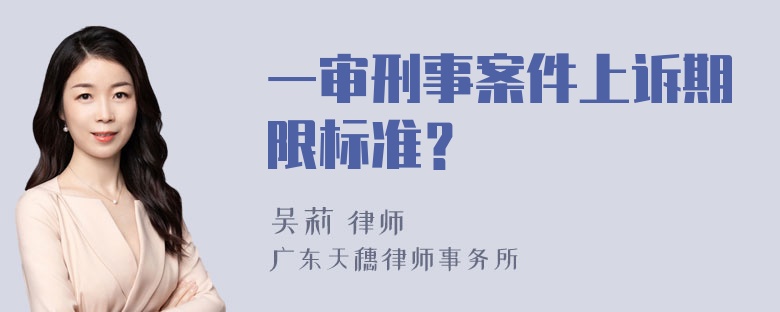 一审刑事案件上诉期限标准？