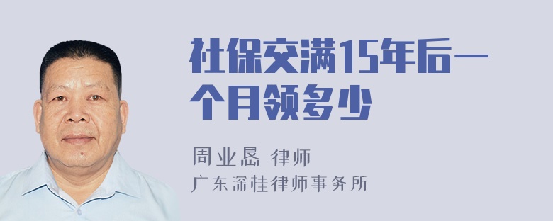 社保交满15年后一个月领多少