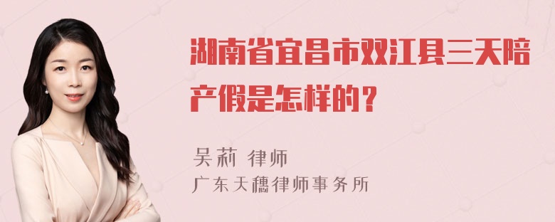 湖南省宜昌市双江县三天陪产假是怎样的？