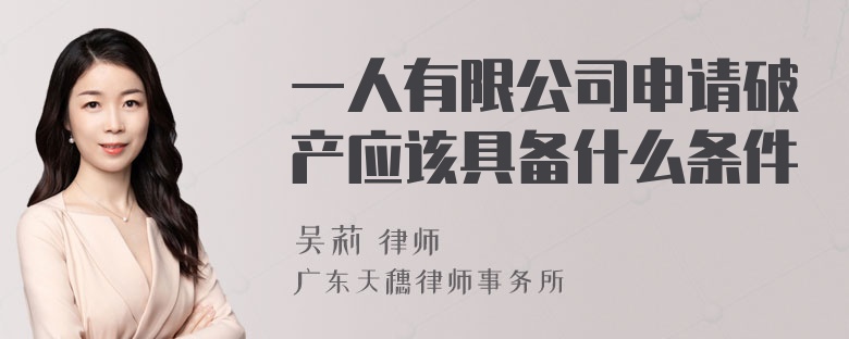 一人有限公司申请破产应该具备什么条件