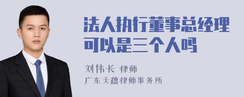 法人执行董事总经理可以是三个人吗