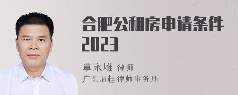 合肥公租房申请条件2023