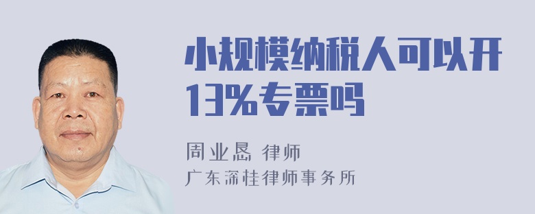 小规模纳税人可以开13%专票吗