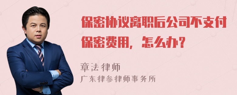 保密协议离职后公司不支付保密费用，怎么办？