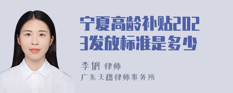 宁夏高龄补贴2023发放标准是多少