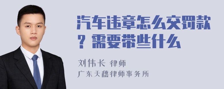 汽车违章怎么交罚款？需要带些什么