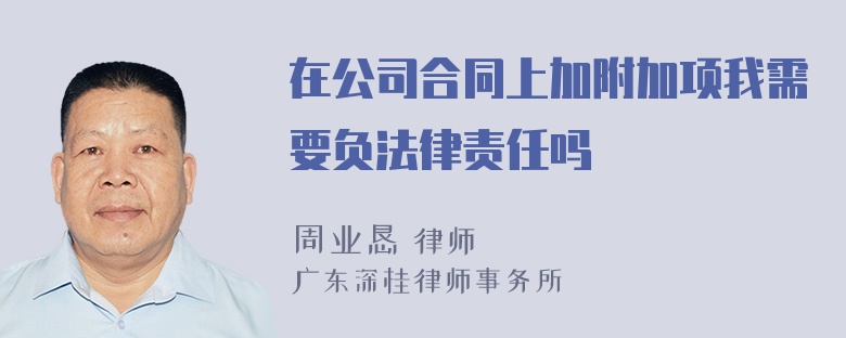 在公司合同上加附加项我需要负法律责任吗