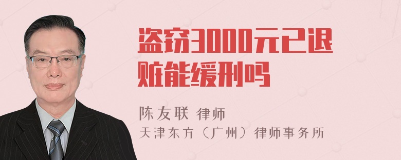 盗窃3000元已退赃能缓刑吗