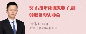 交了20年社保失业了,能领取多少失业金