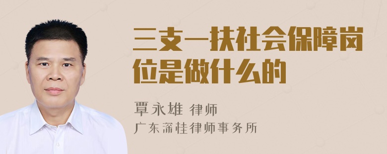 三支一扶社会保障岗位是做什么的