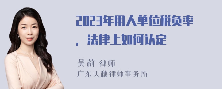 2023年用人单位税负率，法律上如何认定