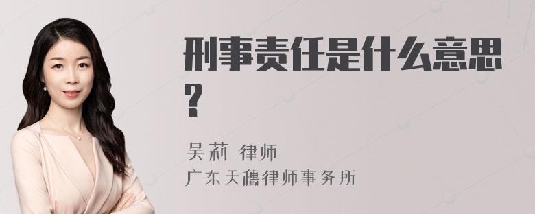 刑事责任是什么意思?