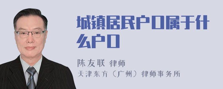 城镇居民户口属于什么户口