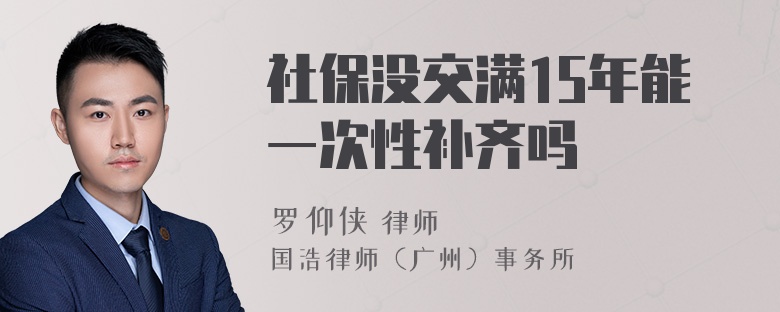 社保没交满15年能一次性补齐吗