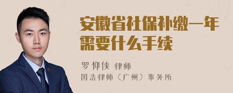 安徽省社保补缴一年需要什么手续