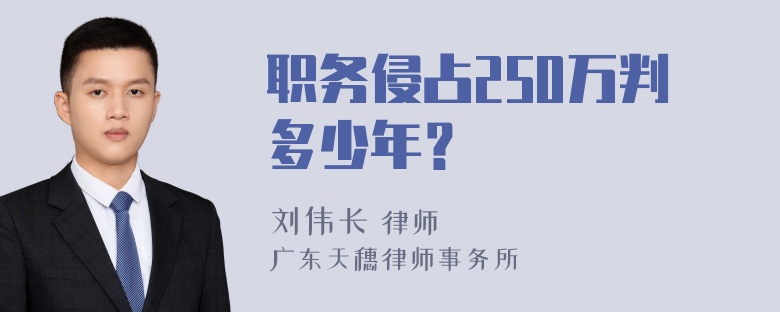 职务侵占250万判多少年？