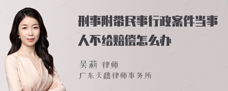 刑事附带民事行政案件当事人不给赔偿怎么办