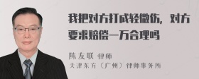 我把对方打成轻微伤，对方要求赔偿一万合理吗