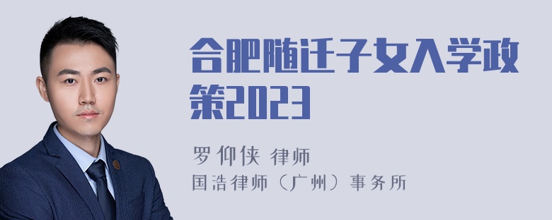 合肥随迁子女入学政策2023