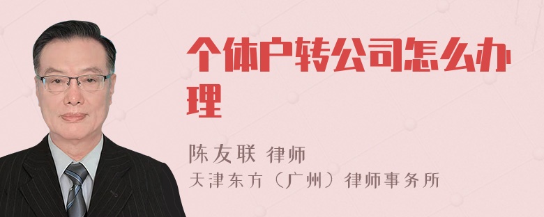 个体户转公司怎么办理