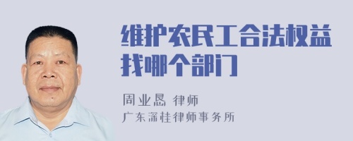 维护农民工合法权益找哪个部门