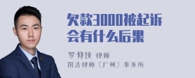 欠款3000被起诉会有什么后果